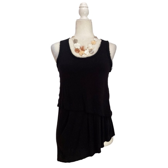 rag & bone Asymmetrical Tiered Tank Sleeveless Top in Black - Picture 1 of 10